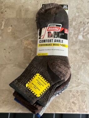 Dickies Comfort Ankle Performance Work Socks - Brown & Black (3 Pack)